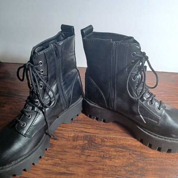 Womens Y2K Combat Boots Size 10 Black Chunky Goth Grunge EDM Platform 90s - Picture 3 of 7
